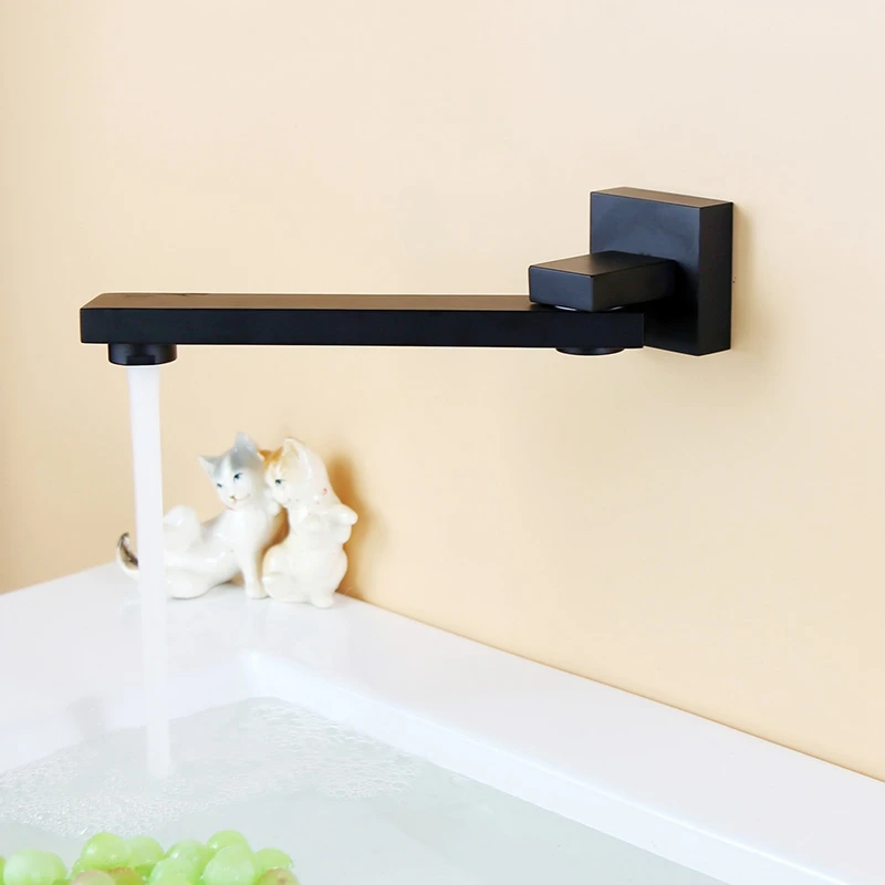 

Black Brass Shower Faucet Spout Wall Mounted Swive Bath Spout Bath Tub Shower Mixer Faucet Spout 180 Degree Folding Promotion