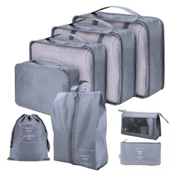 8-Piece Waterproof Travel Organizer Set for Luggage and Clothes Storage (Grey)