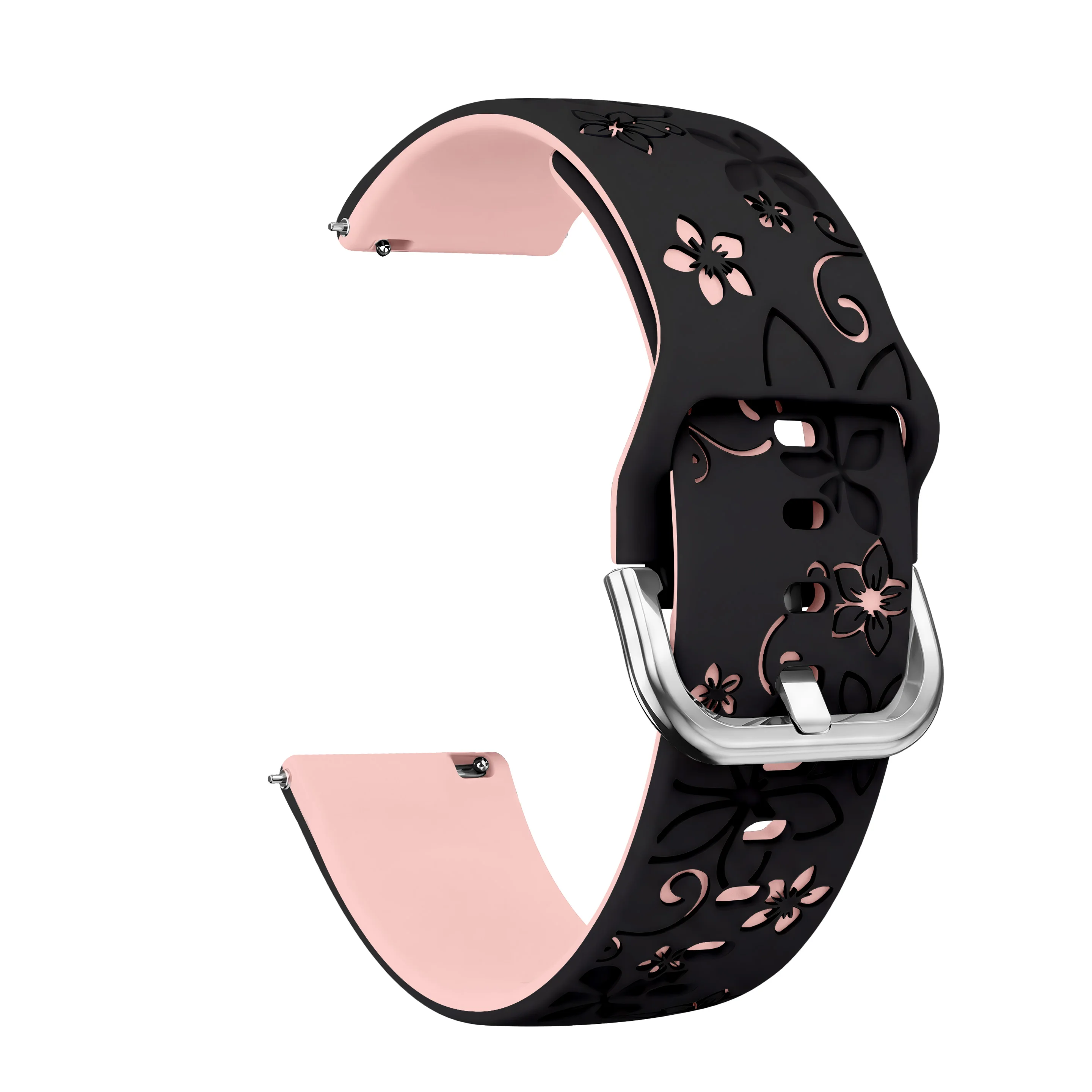 Engraved Breathable 18mm Silicone Watch Strap
