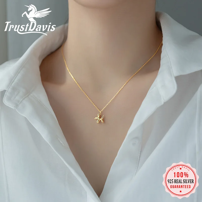 TrustDavis Настоящее серебро 925 пробы модное ожерелье с животным воздушным шаром и