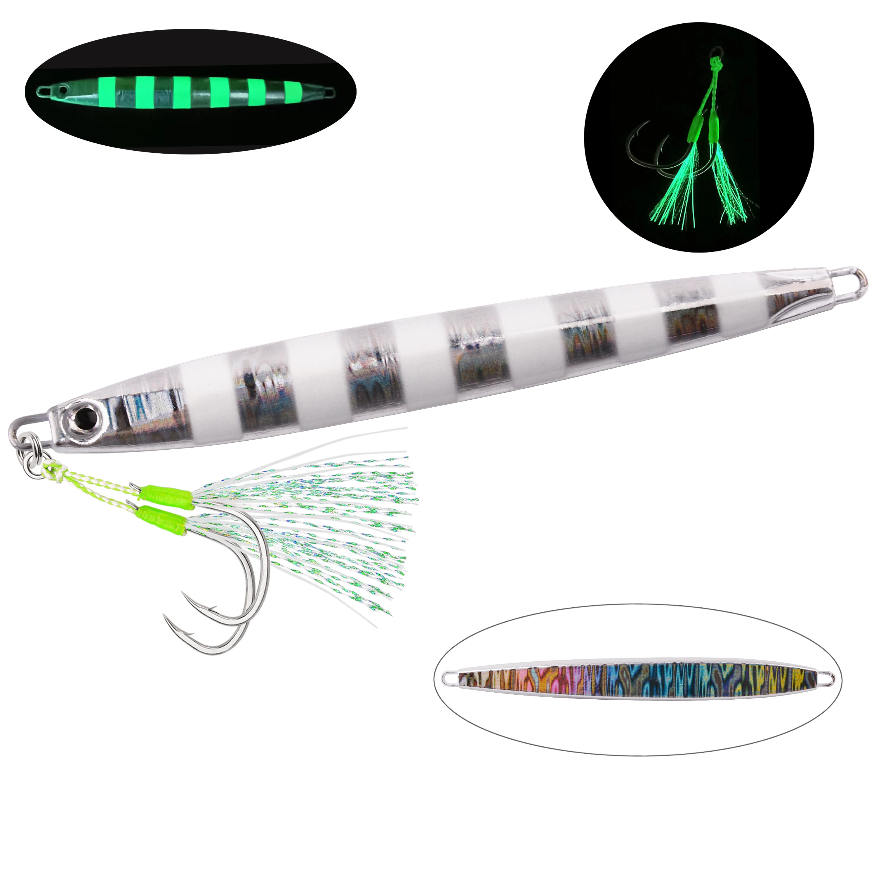 1pc Fishing Lures Metal Jig Bass Fishing Tackle Saltwater Bait 80g