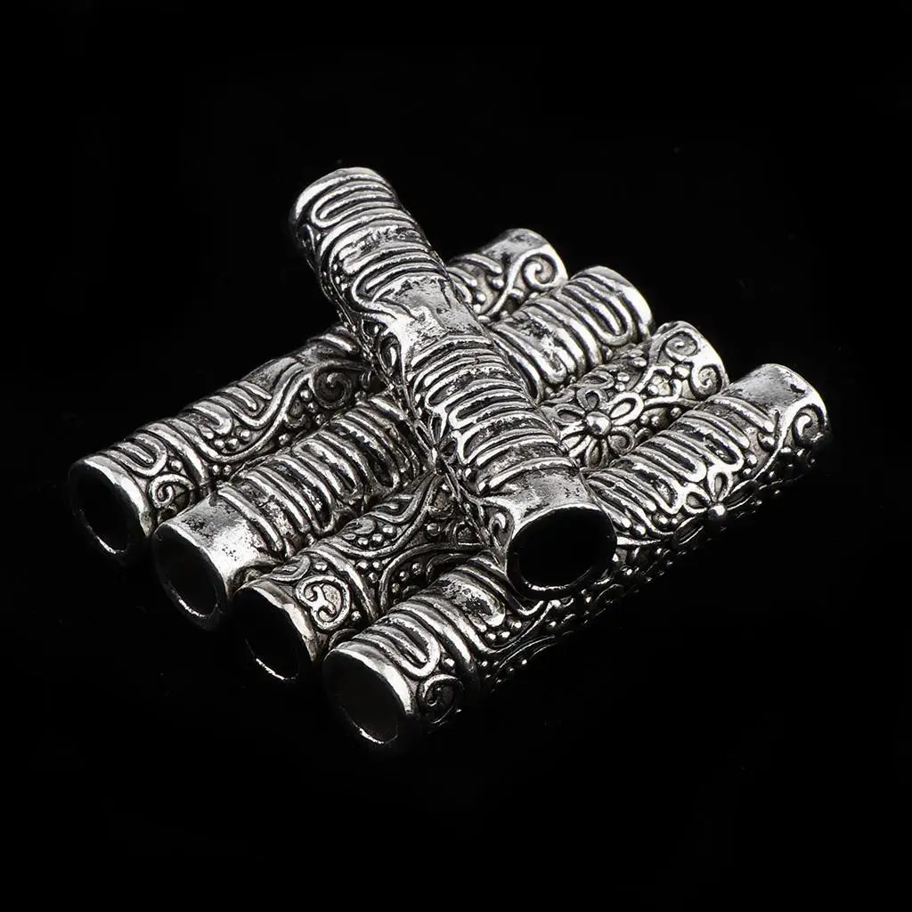 Vintage 5 Pieces Dreadlocks Metal Hair Cuffs Hair Braiding Beads Long Tube Accessory for DIY Hairstyle Braids Ponytail hair braiding tool