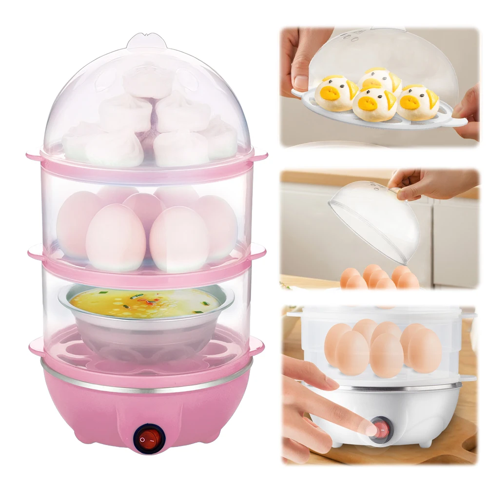 110V/220V Electric Egg Boiler Rapid Heating Multifunctional Egg Cooker Timing Mini Kitchen Poacher for Cooking Breakfast Machine