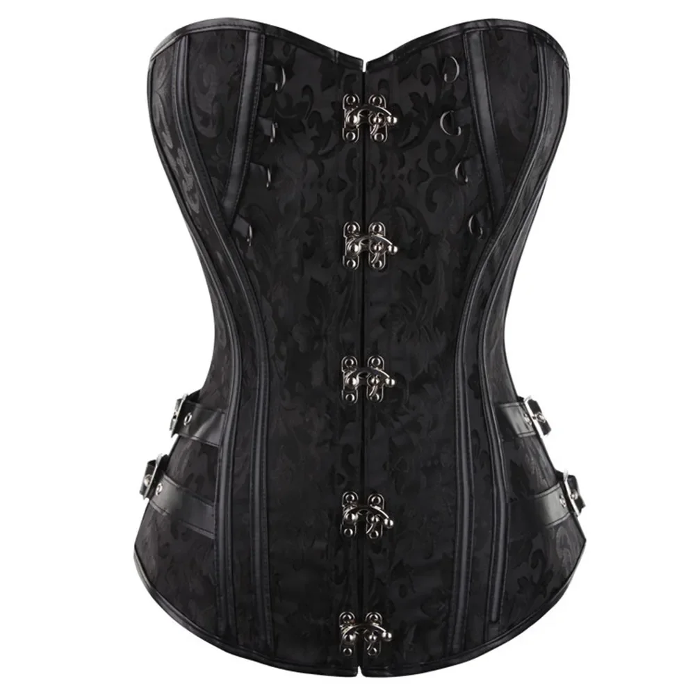 

Corset Bustier Steampunk Clothing Women Top Vintage Outerwear Corselet Overbust Pirate Costume Plus Size Brown Black