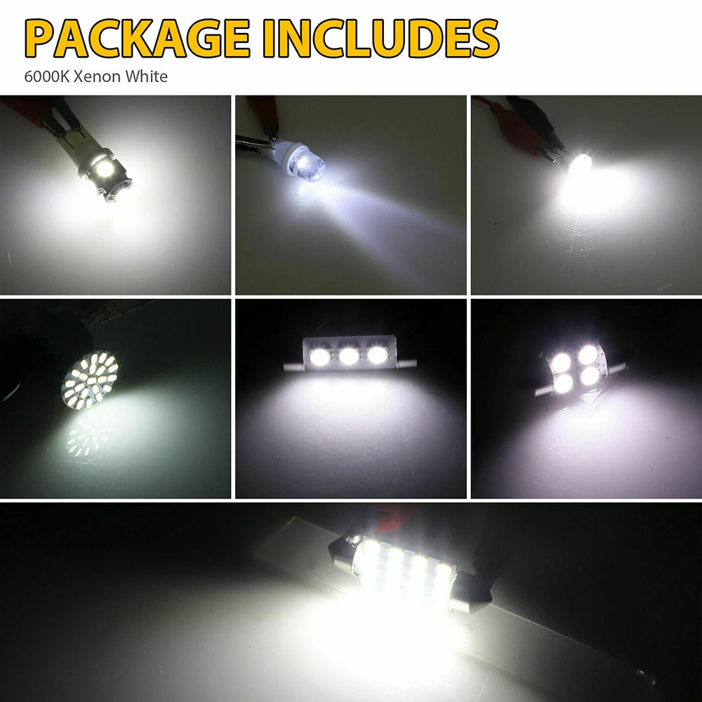 Car Interior White LED Light Mini Bulbs Kit 6000K Canbus Combo Map Trunk Dome Footwell Lamp License Plate Lights Bulbs led car lights,led lights,led bulbs,car interior lights