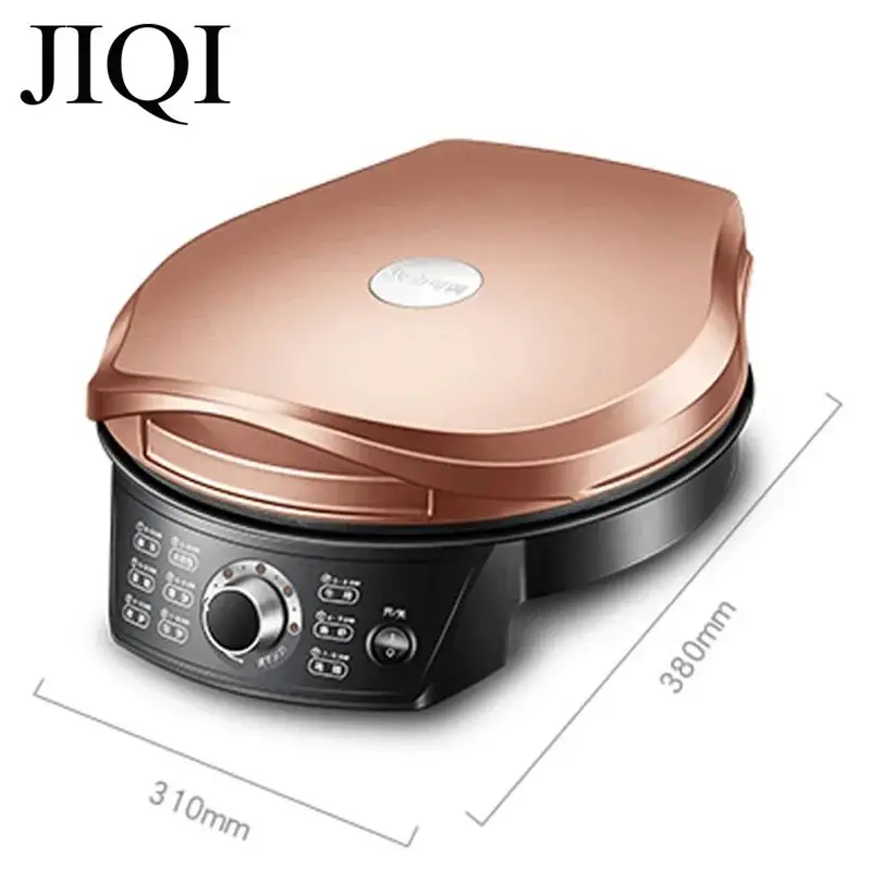 JIQI Household Double Sided Heating Electric Skillet Crepe Pancake Maker Automatic Pizza Pie Cooking Machine BBQ Tool Frying Pan 6