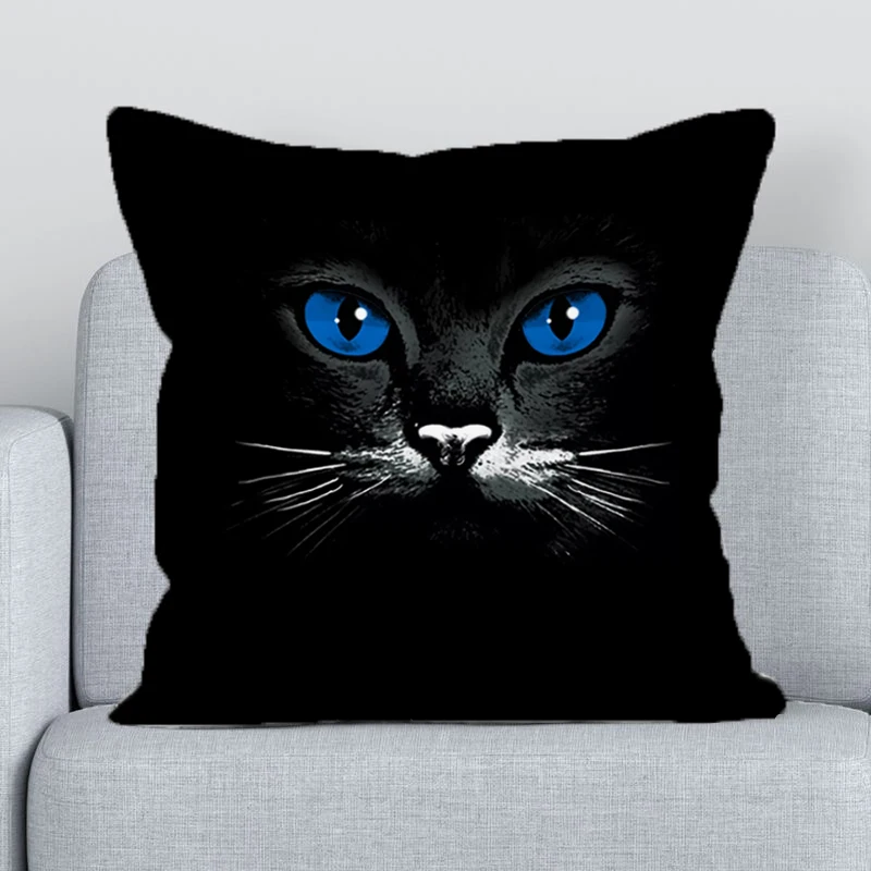

Cushion Black Cat Pillow Cases Decorative Sofa Cover 45x45 Double-sided Printed Pilow Covers for Bed Pillows Car Decoration Hugs