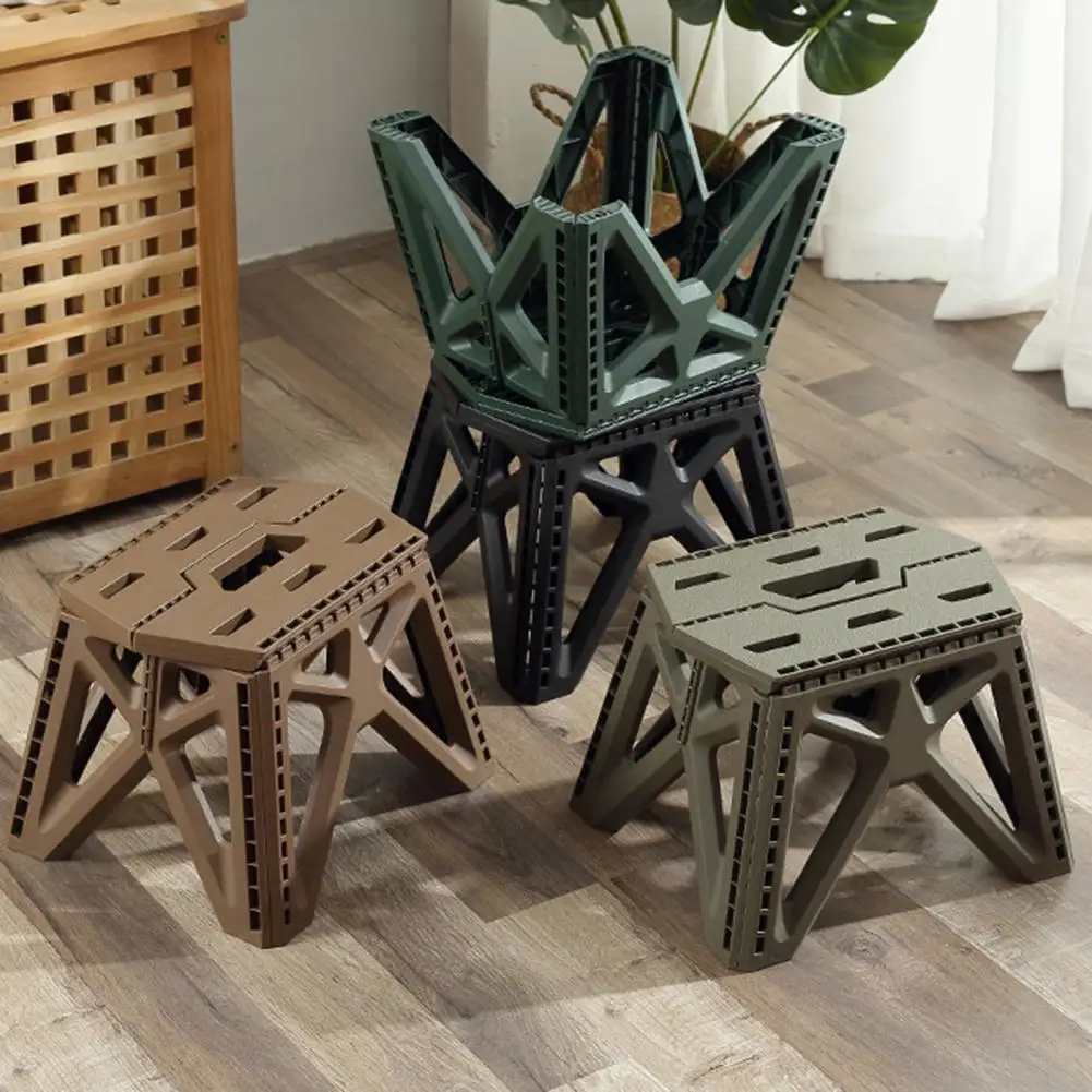 Folding Step Stool Strong Load-bearing Heavy-Duty Chair Travel Use Compact Collapsible Chair Handle Camping Supplies