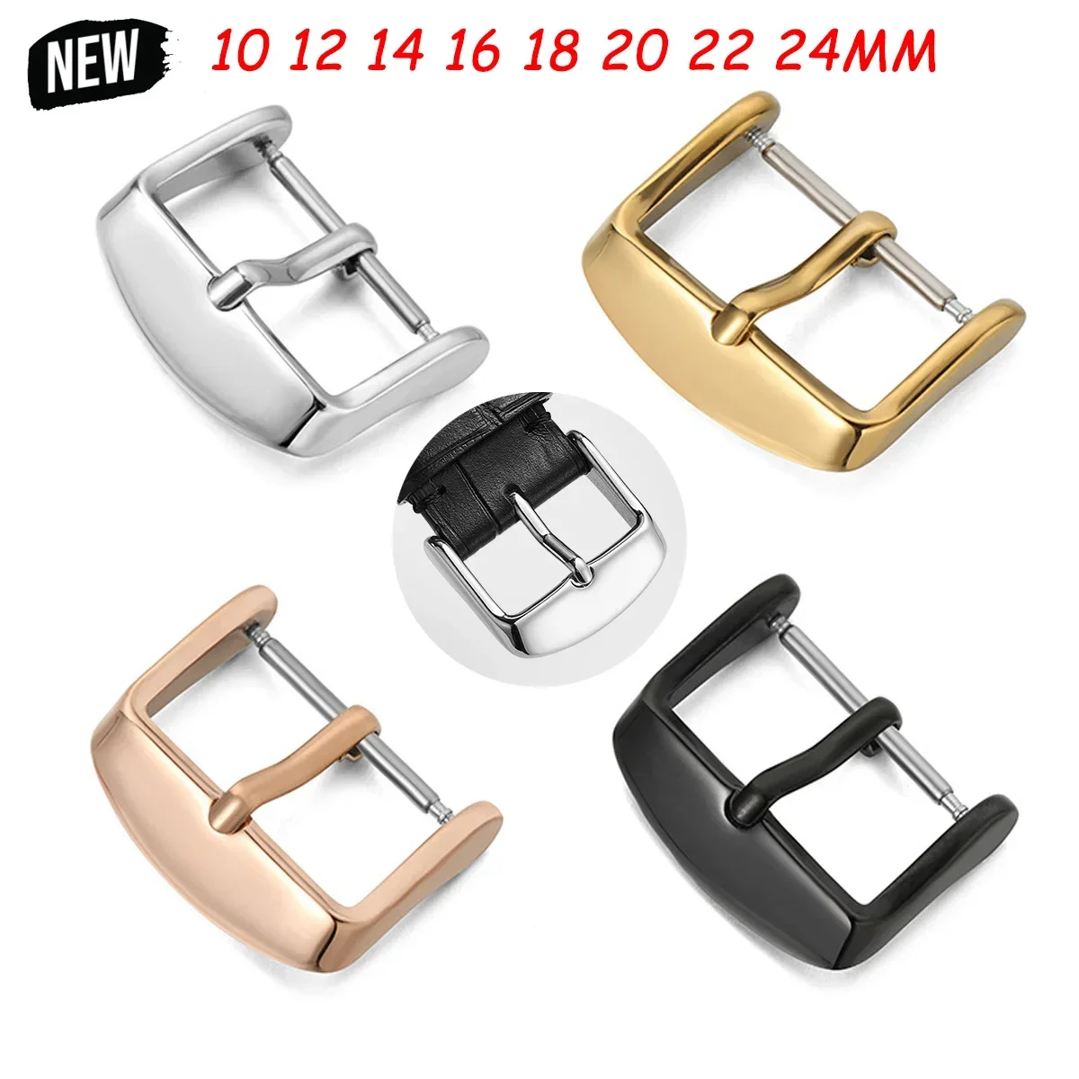 Watchbands Buckle Stainless Steel Pin Clasp Watch Accessories Leather Band Strap 10/12/14/16/18/20/22/24mm watch buckle clasp,watch buckle