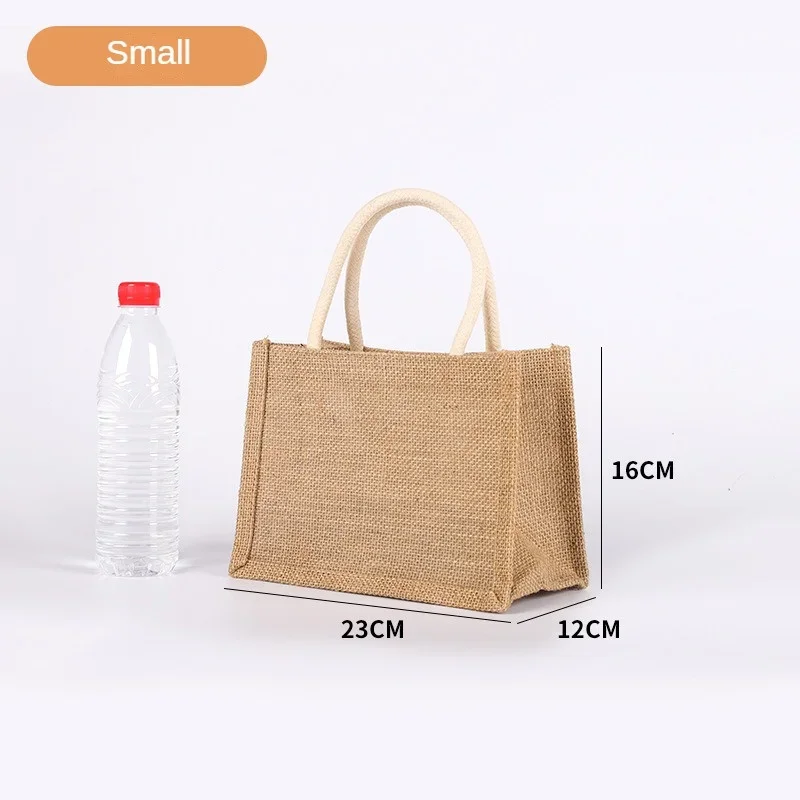 Enhanced Burlap Tote: Portable Multipurpose Jute Bag for Shopping, Beach, and School