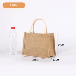 Enhanced Burlap Tote: Portable Multipurpose Jute Bag for Shopping, Beach, and School (Small)