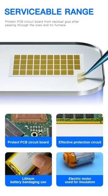 Nastro Polyimide Termico 5 Pezzi - Resistente Fino A 280&deg;C Per Saldatura PCB