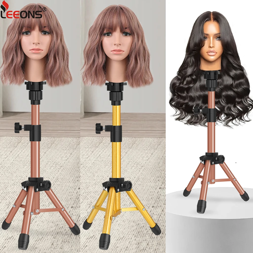 미용 미용 교육용 미니 가발 스탠드 삼각대 64cm 조절 가능한 마네킹 헤드 삼각..