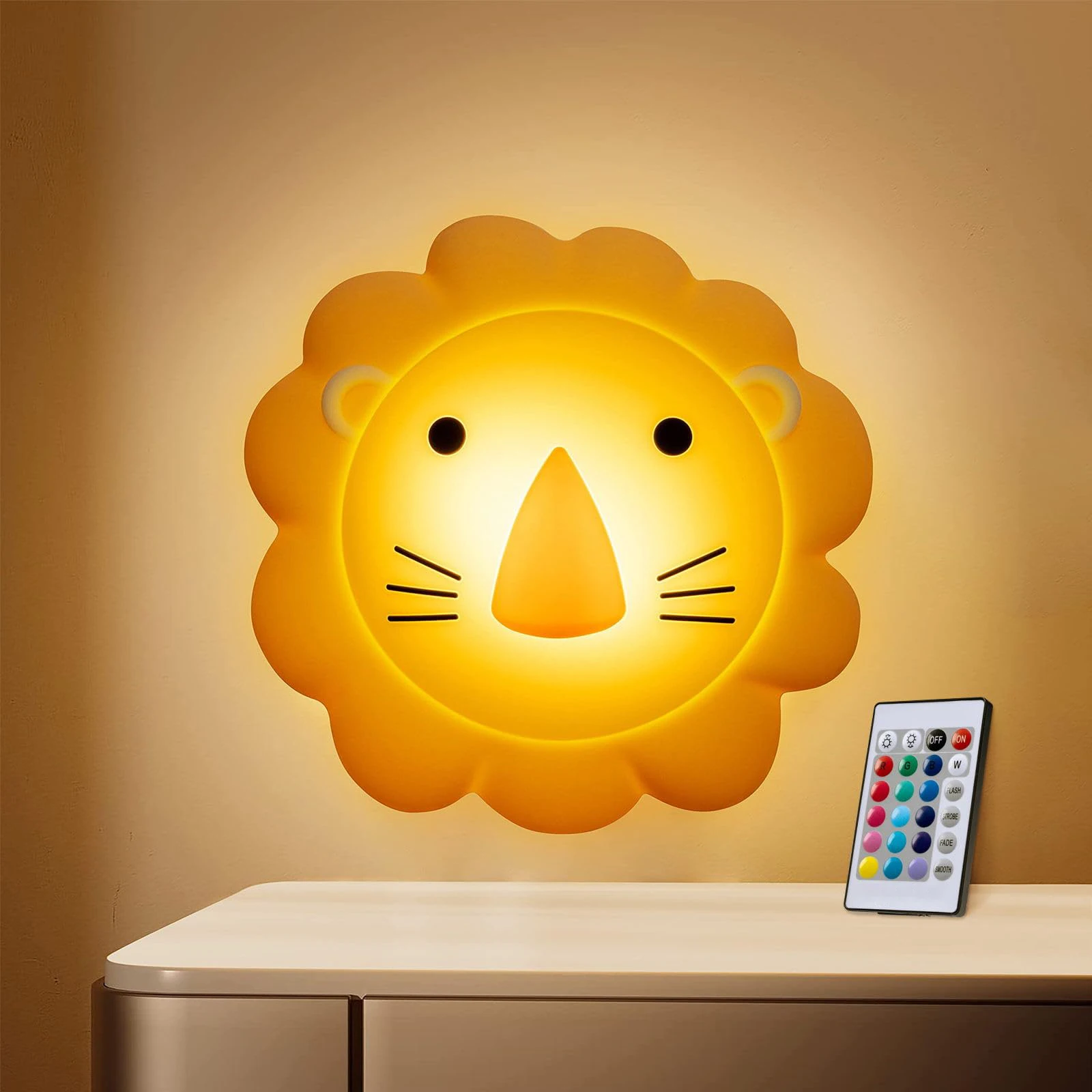 

Lion LED Night Light Touch Sensor Remote 16 Color Dimmable USB Rechargeable Silicone Night Lamp Kid Baby Gift Bedroom nightlight