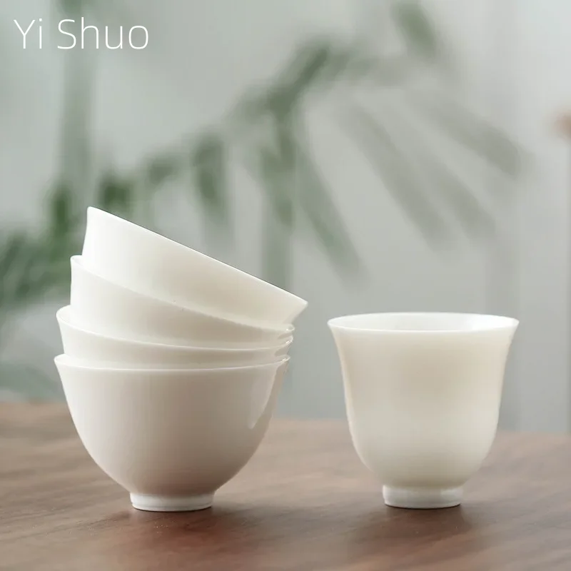 Whiteware Tea Cup Handmade Thin Tire Teacup Fragrance-Smelling Cup Master Ceramic Kung Fu Tea Small Bowl Teacups