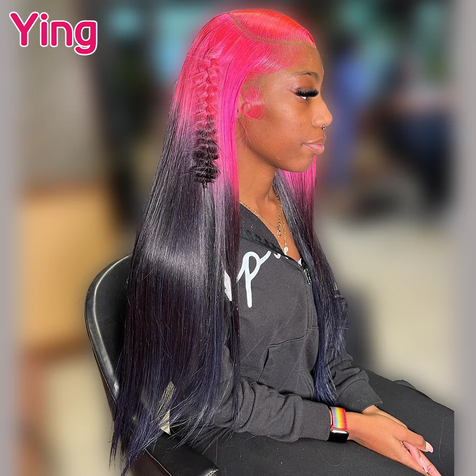 

Ying 200% Pink Root Colored Peruvian Hair Bone Straight 13x4 Wear To Go Glueless 13x6 Lace Front Wig PrePlucked With Baby Hair