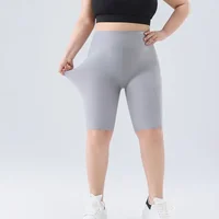Women Big Size Five Point Shorts Pocket Shark Pants High Waist Stretchy Workout Running Cycling Yoga Fitness Shorts Summer - Image 6