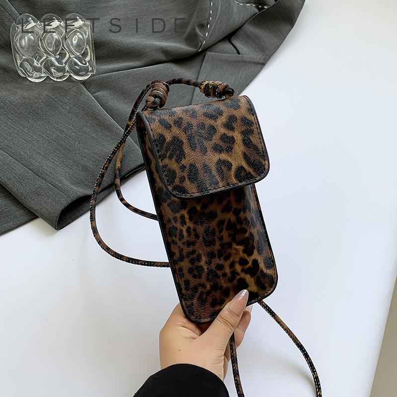 LEFTSIDE Mini Leopard PU Leather Crossbody Bags for Women 2024 Y2K Trend Female Korean Fashion Lady Shoulder Bag Lady Handbags