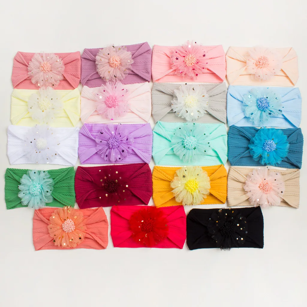 새로운 여아용 꽃무늬 자카드 헤어밴드, 통기성 좋고 신축성 있는 용 부드러운 머리 보호 헤어 액세서리