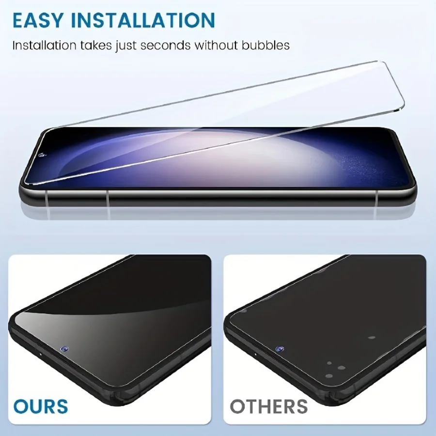 3Pcs HD Clear Screen Protector Film For Samsung Galaxy S21 S22 S23 Full Coverage Tempered Glass - immagine 4