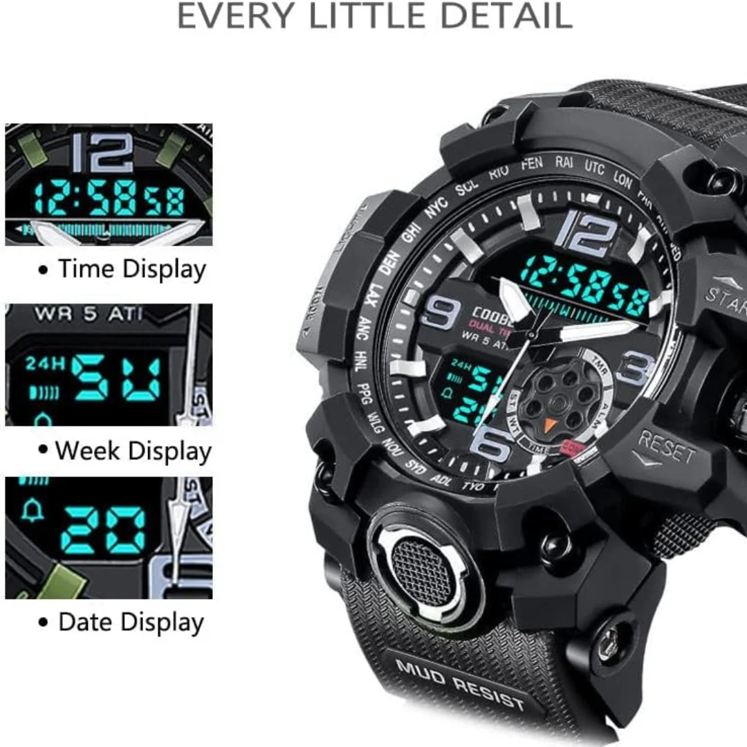 KXAITO Orologi da uomo Sport Outdoor Impermeabile Militare Orologio Data Multi Funzione Tattiche LED Allarme Cronometro, 27_ Blu, Large, classico : KXAITO