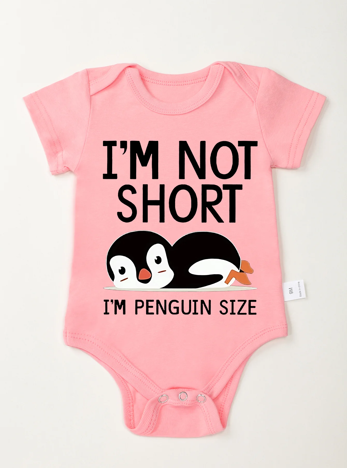 Newborn I'm Not Short Printing Bodysuit Baby Girl Boy Penguin Pattern Clothes Rompers Jumpsuit Infant Toddler Cute 3