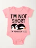Newborn I'm Not Short Printing Bodysuit Baby Girl Boy Penguin Pattern Clothes Rompers Jumpsuit Infant Toddler Cute 3