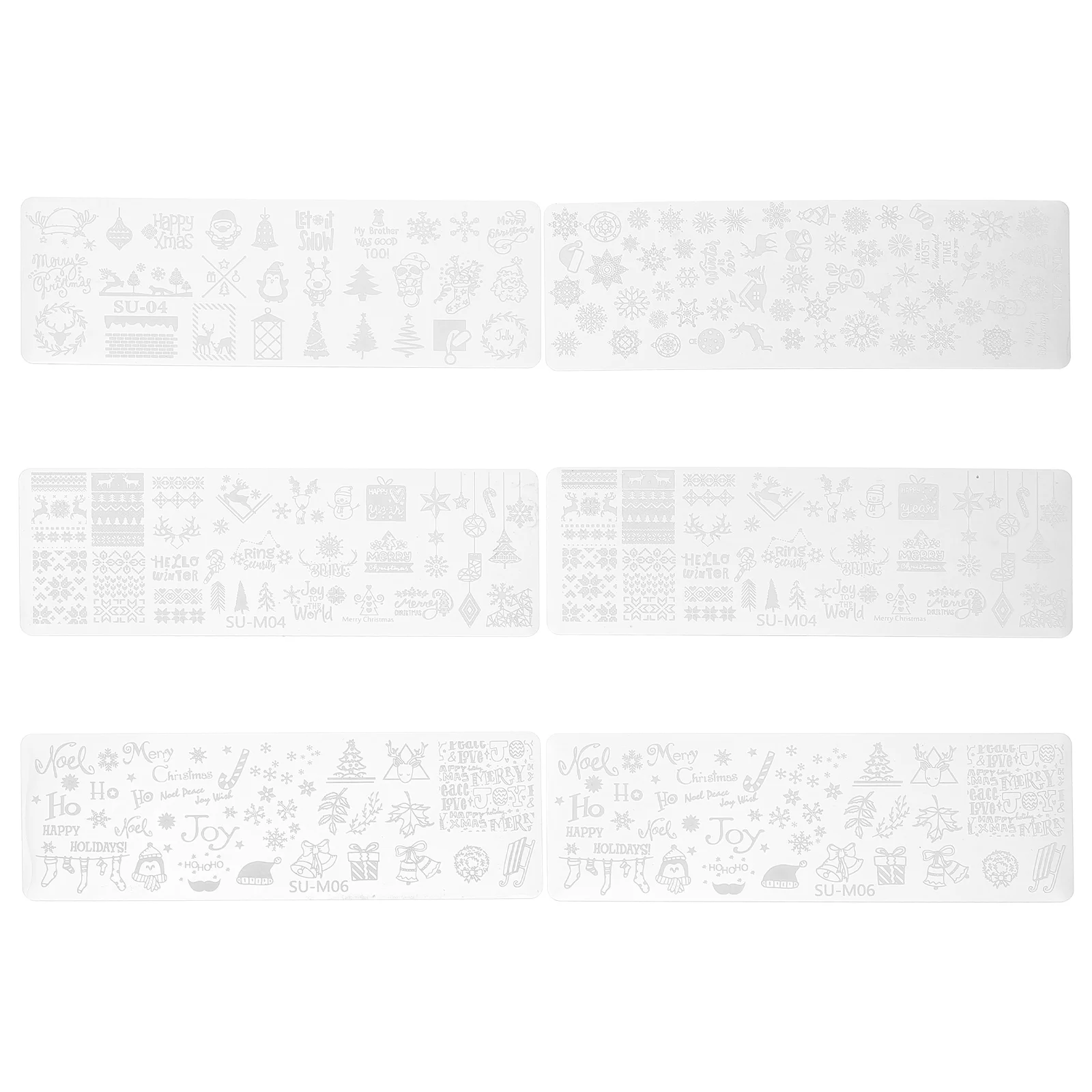 

6 Pcs Christmas Nail Plate Manicure Stencils Decals Stamp Stampers Template Stamping Plates Stainless Steel