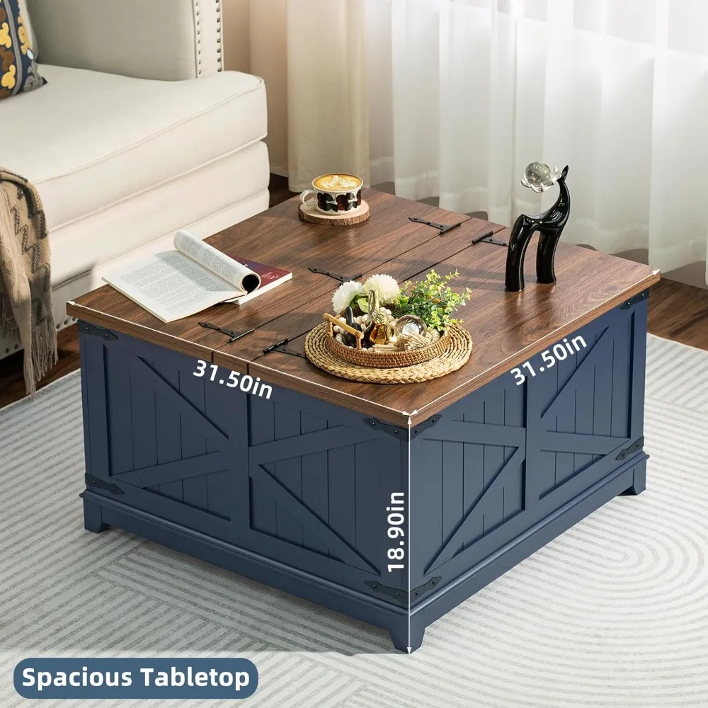 Farmhouse coffee table set of 3, Furniture Set, Coffee Table with Hidden Storage Organizer and end tables 3-piece set