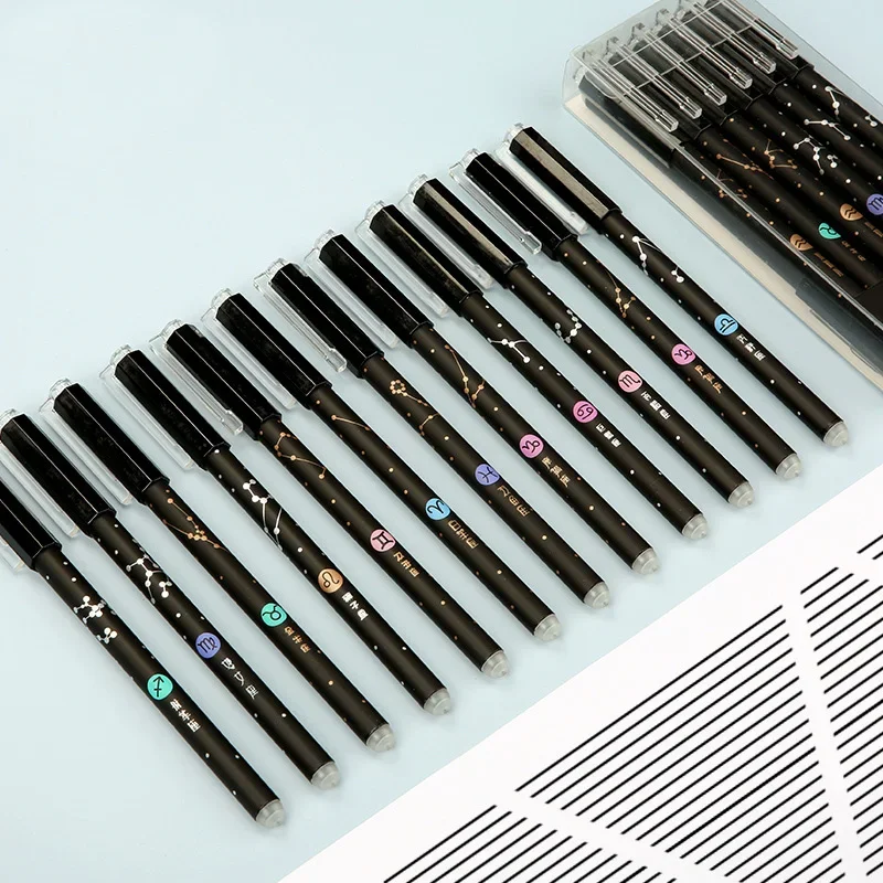Erasable Gel Pens 3Pcs/Set Constellation Erasable Gel Pens for School Office Writing Tools Kawaii Neutral Pen Stationery Gift 0.5mm Black Blue Ink