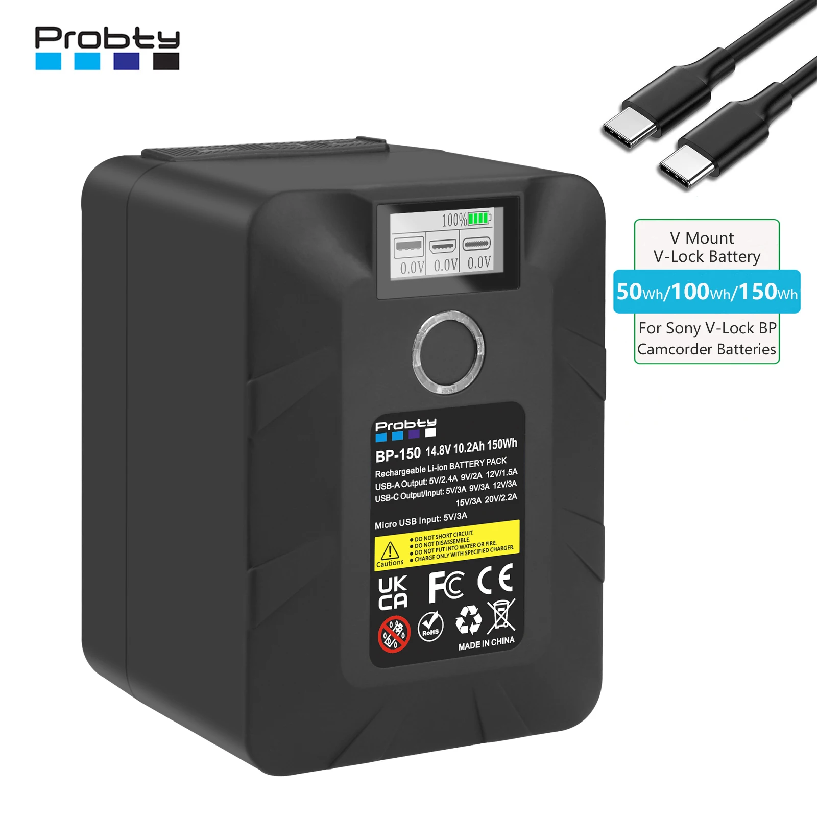 Mini V-Mount Batteria Pd Usb-C Carica D-Tap Usb-C/-A Uscita Per Bmpcc 4/6K Pro Zcam Canon Eos R5C Per Videocamere Sony Fx3