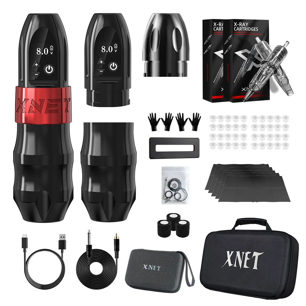 XNET Titan Wireless Tattoo Machine Kit with Extra 38mm Grip