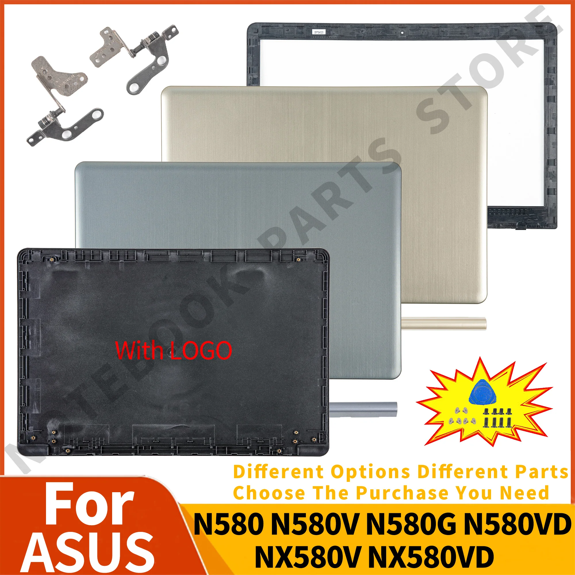 

New Notebook Plastic Parts For ASUS N580 N580V N580G N580VD NX580V NX580VD LCD Back Cover Front Bezel Hinges HingeCover Replace