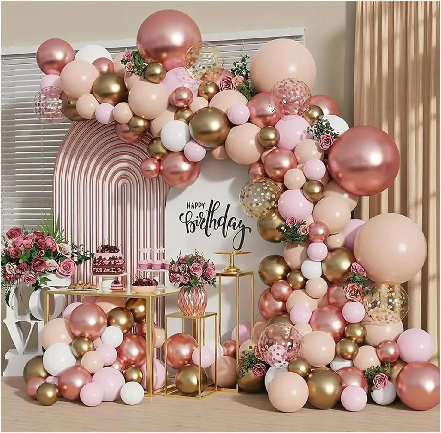 Elegant Rose Gold Balloon Garland Kit for Special Celebrations and Events
