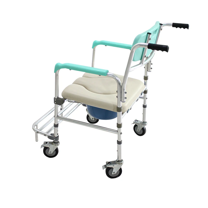 Shower Toilet ChairManual Patient Lift Transfer ChairMobile Nursing Disabled Toilet Chair 3