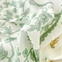 Floral Patchwork Fitted Sheet Twin Queen Size 100% Cotton Green Plaid Deep Pocket Sheet 3Pcs Shabby Chic Botanical Bed Sheet Set 5