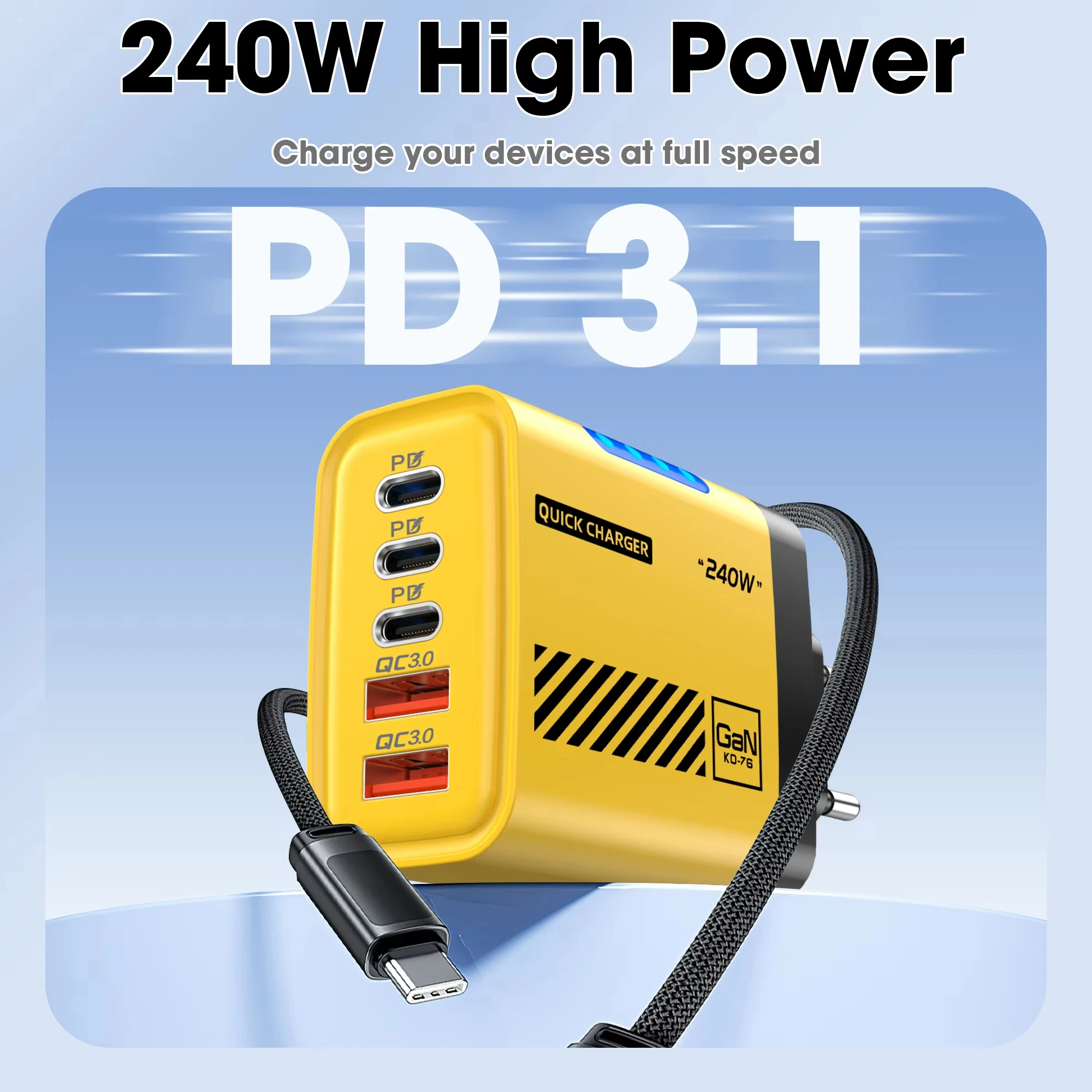 รูปสินค้า อะแดปเตอร์ชาร์จเร็ว 5 พอร์ต 240W ชาร์จได้ทุกอุปกรณ์