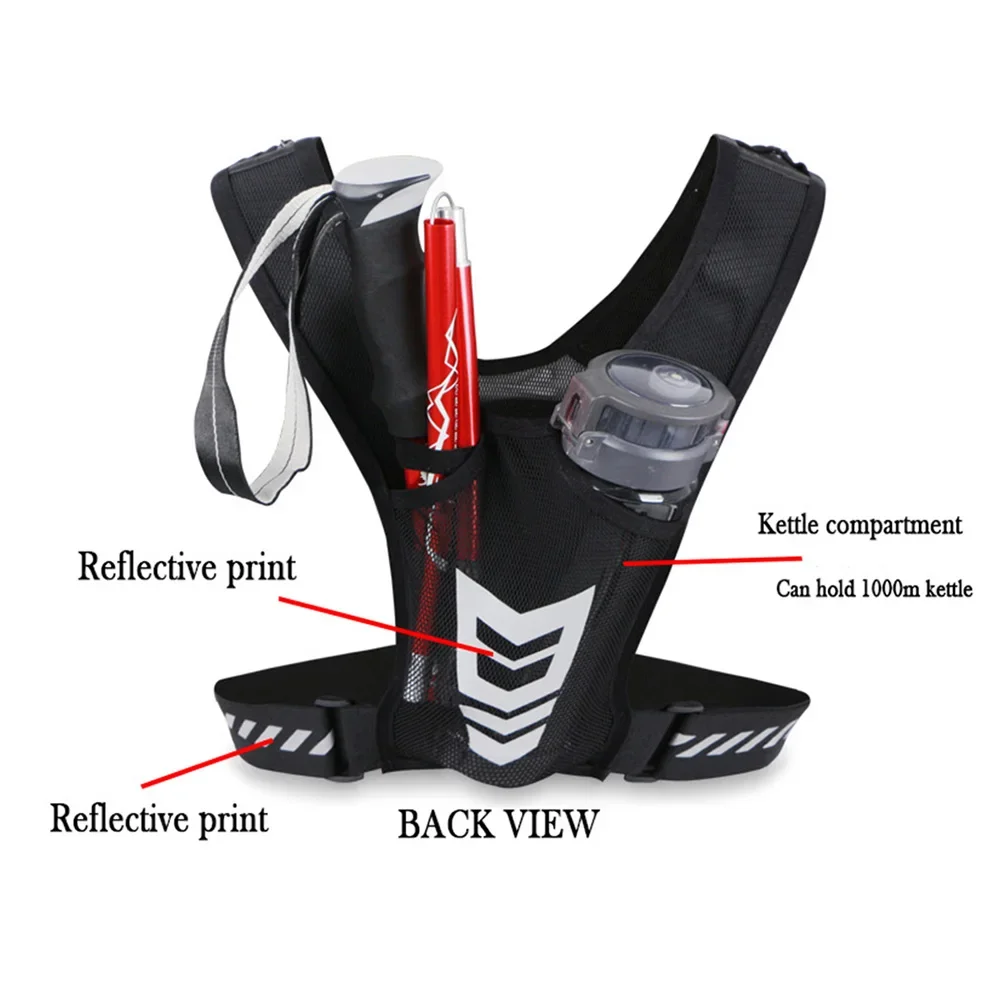 Reflective Running Backpack Lightweight with Phone Pocket Water Bottle Holder Breathable Mesh Sports Vest for Walking Exercise