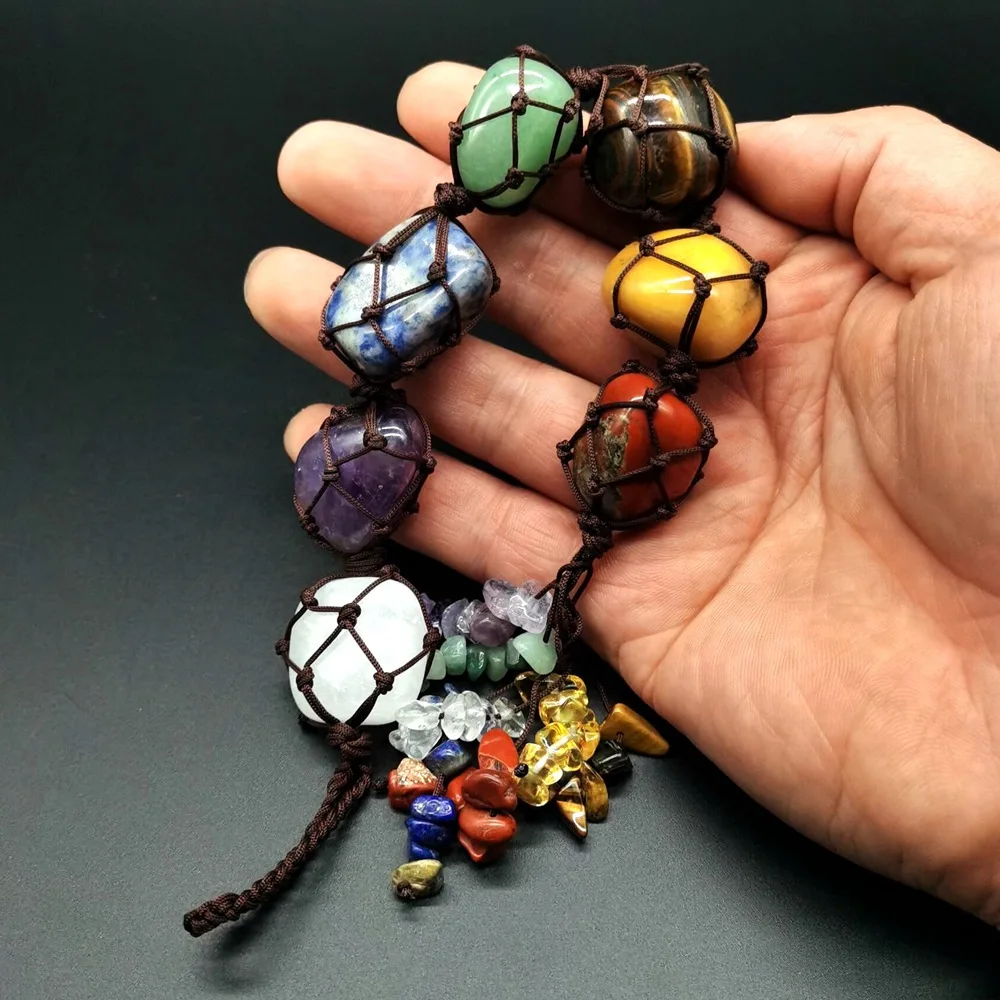 Reiki Healing Large Particles Natural Colorful Chakra Crystal Semi-precious Stone Car Decoration Yoga Energy Stone Ornaments natural amethyst crystal tree reiki healing mineral gravels luck money tree with rough fluorite stone base desktop decoration