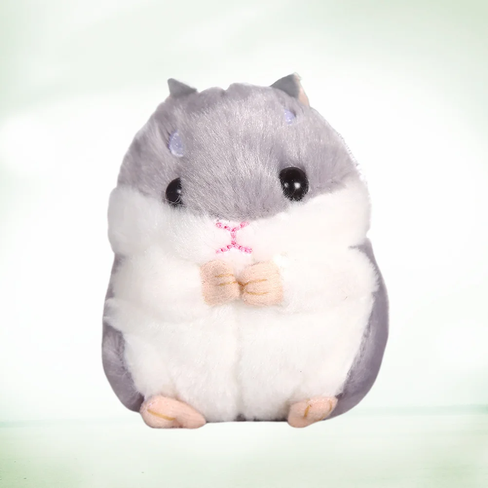 햄스터 봉제 키 체인 봉제 인형 배낭 클립, 어린이 소년 선물 (회색), 1 PC