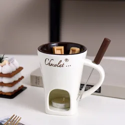 Indulgent 200ml Ceramic Chocolate Fondue Mug and Butter Warmer - 200ml (White)