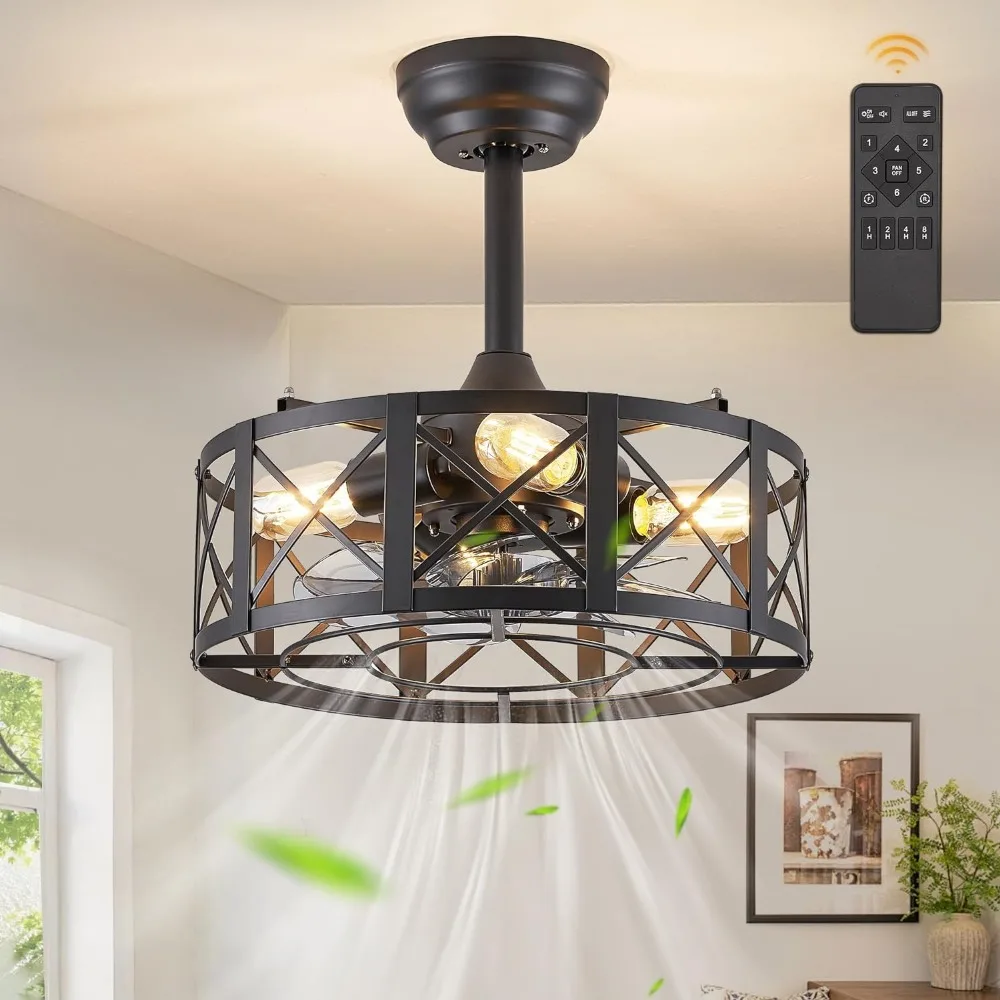 

Ceiling Fans with Lights and Remote, Bladeless Fandelier Ceilings Fan with 6 Speeds and Timing, Ceiling Fans