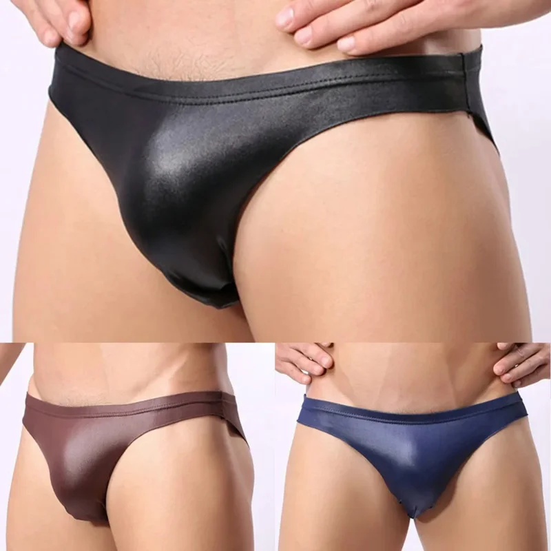 

Стринги мужские из искусственной кожи, Эротическое нижнее белье с Т-образным вырезом, эротические Фетиш трусы-джоки, с мешочком для выпуклости, гей-трусы