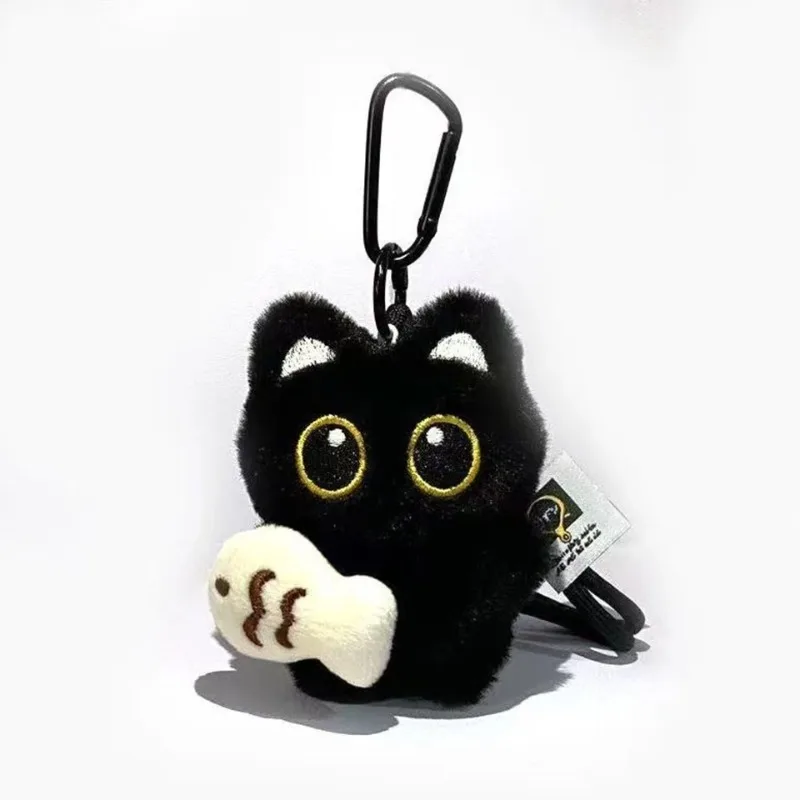 Black Cat Plush Keychain - Super Soft Stuffed Animal Key Ring, Cute Bag Charm Pendant & Car Accessory for Women Creativity