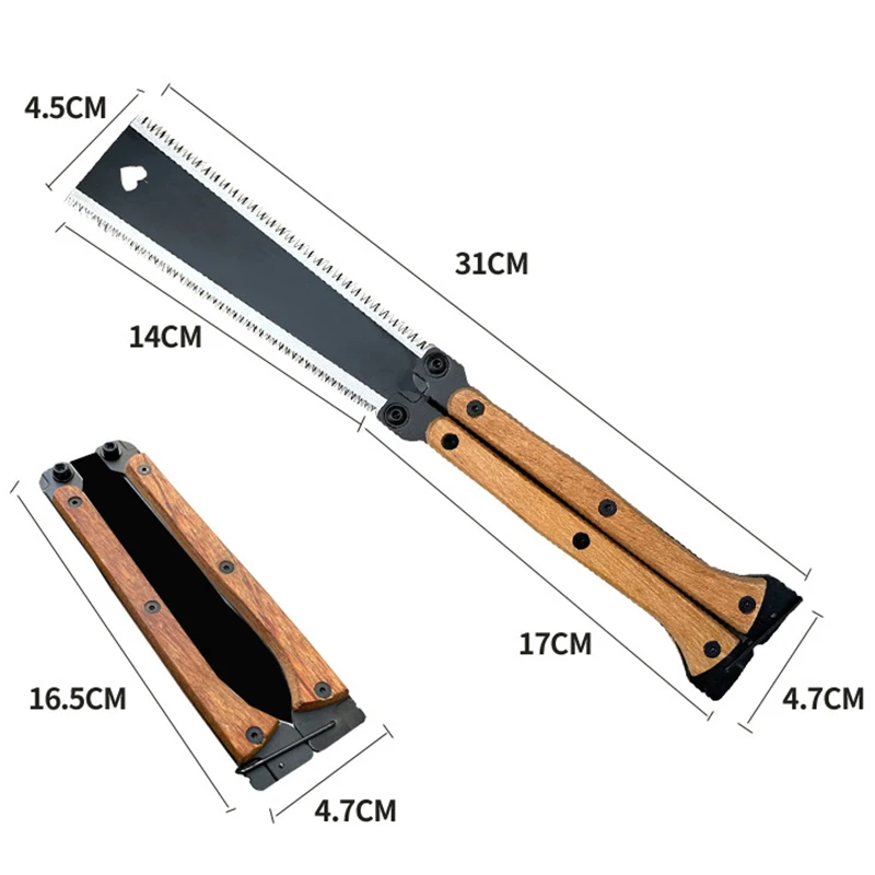Folding Saw Multifunctional Folding Butterfly Saw Household Small Hand-held Logging Saw Woodworking Tool Double-sided Grinding Hand folding saw