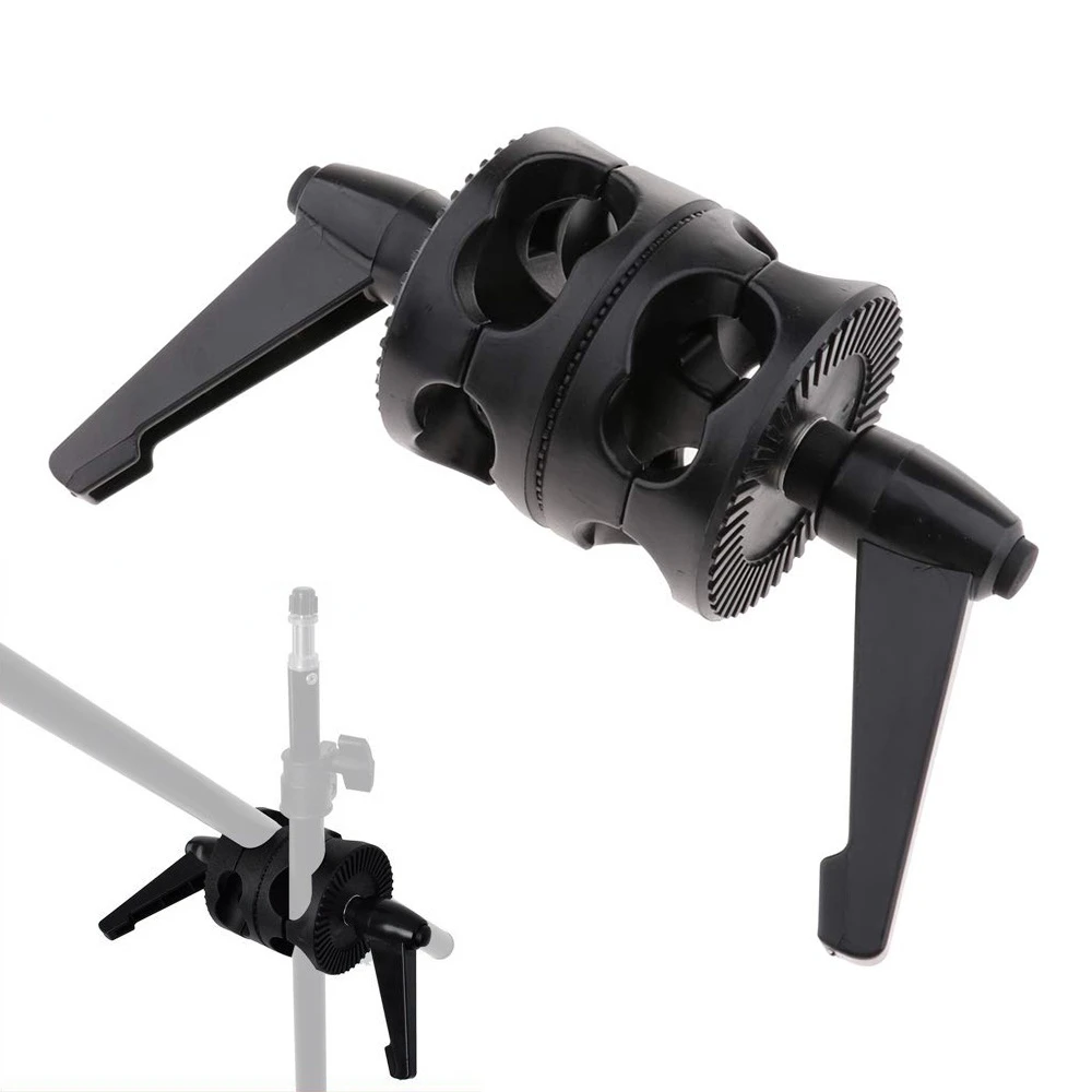 Swivel Dual Head Grip Holder Bracket For Photo Studio Boom Reflector Arm Support Dual Grip Head Angle Clamp Photography pole