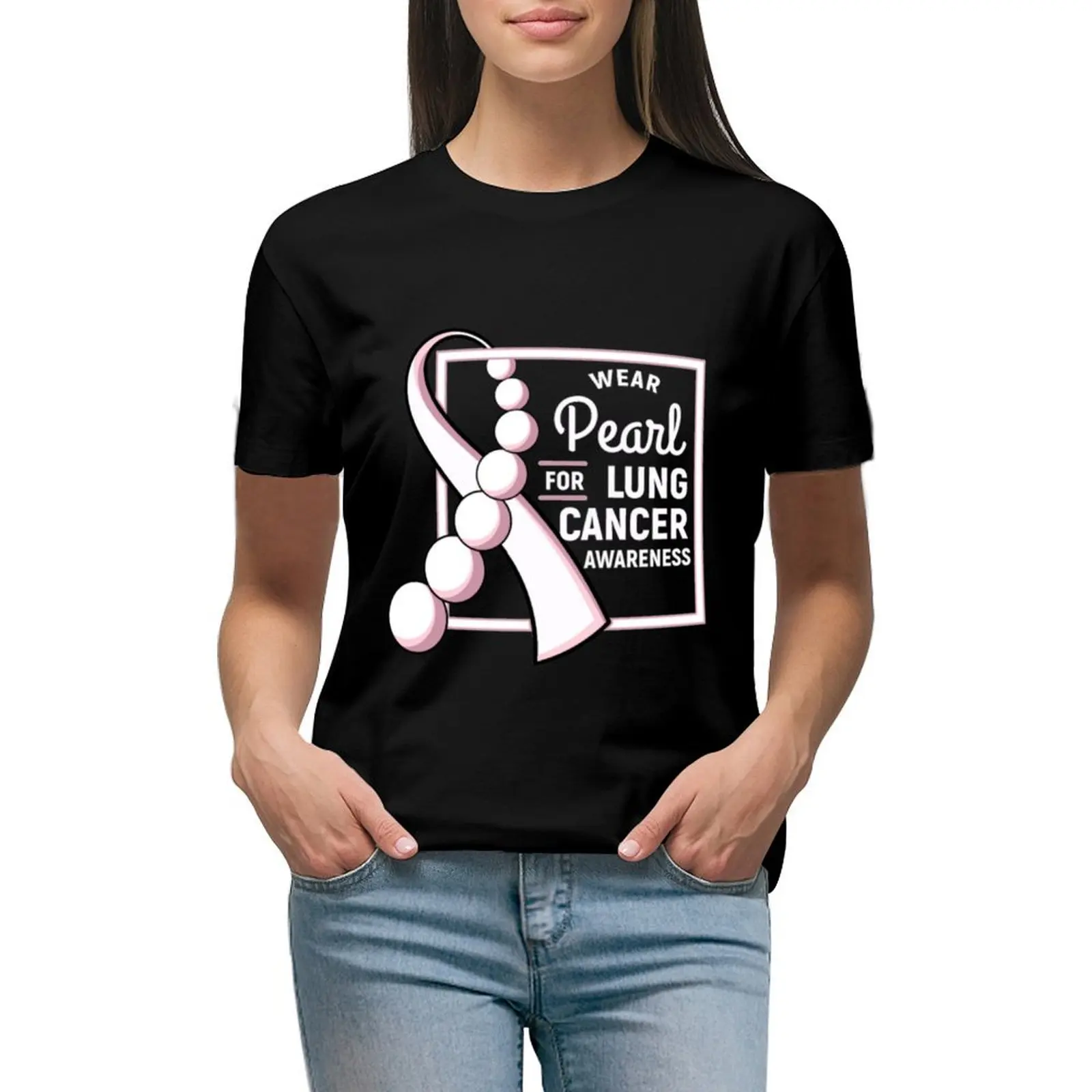 

Wear Pearl For Lung Cancer Awareness T-shirt Aesthetic clothing oversized t shirt dress Women