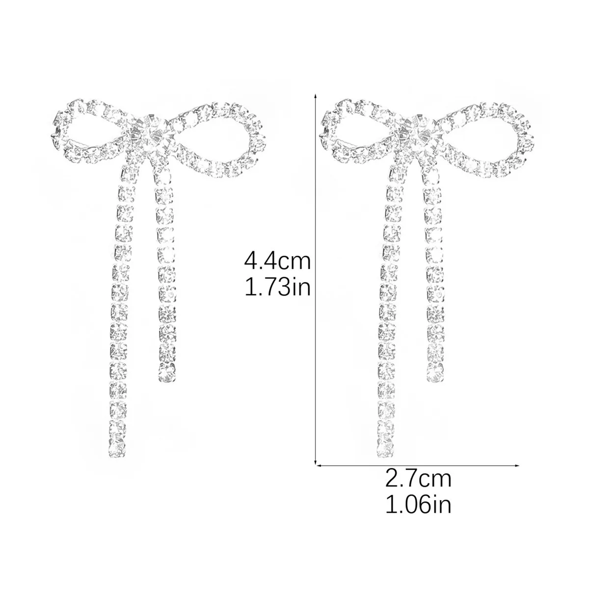 Korean Ins Shiny Diamond Bow Tassel Earrings 3