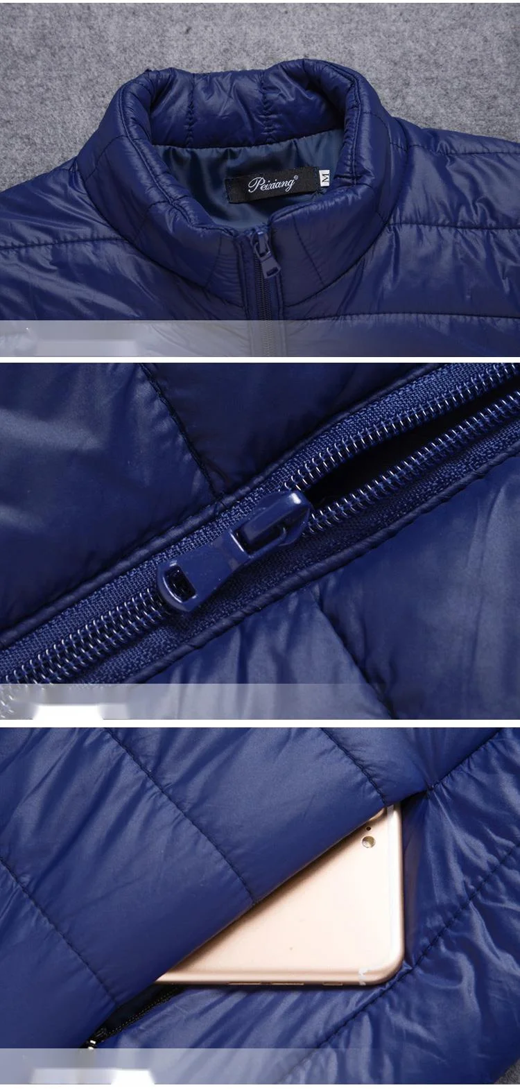 Giacca da uomo in cotone leggero con collo alto, vestibilità aderente, tinta unita, autunno e inverno_voghion.com