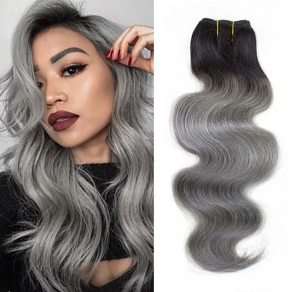 1B Silver Dark Grey Pink Rose Golden Ombre Body Wave Hair Bundles Human Hair 1/3/4 Bundles Remy Weave Extension